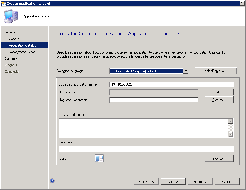 Application configuration. System Center configuration Manager. Application create. Wizard приложение. Acer configuration Manager.